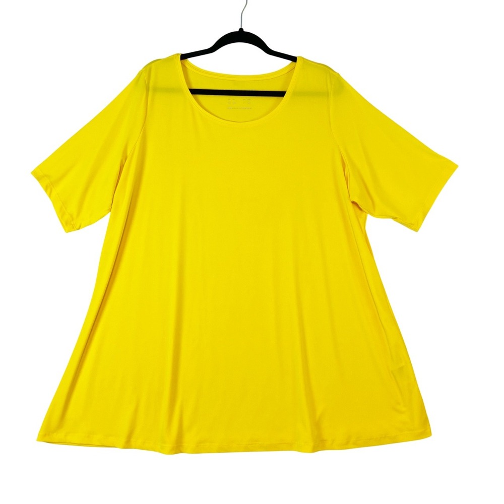 Susan Graver Modern Essentials Yellow Tunic Top Plus Size‎ 2XL Short Sleeve